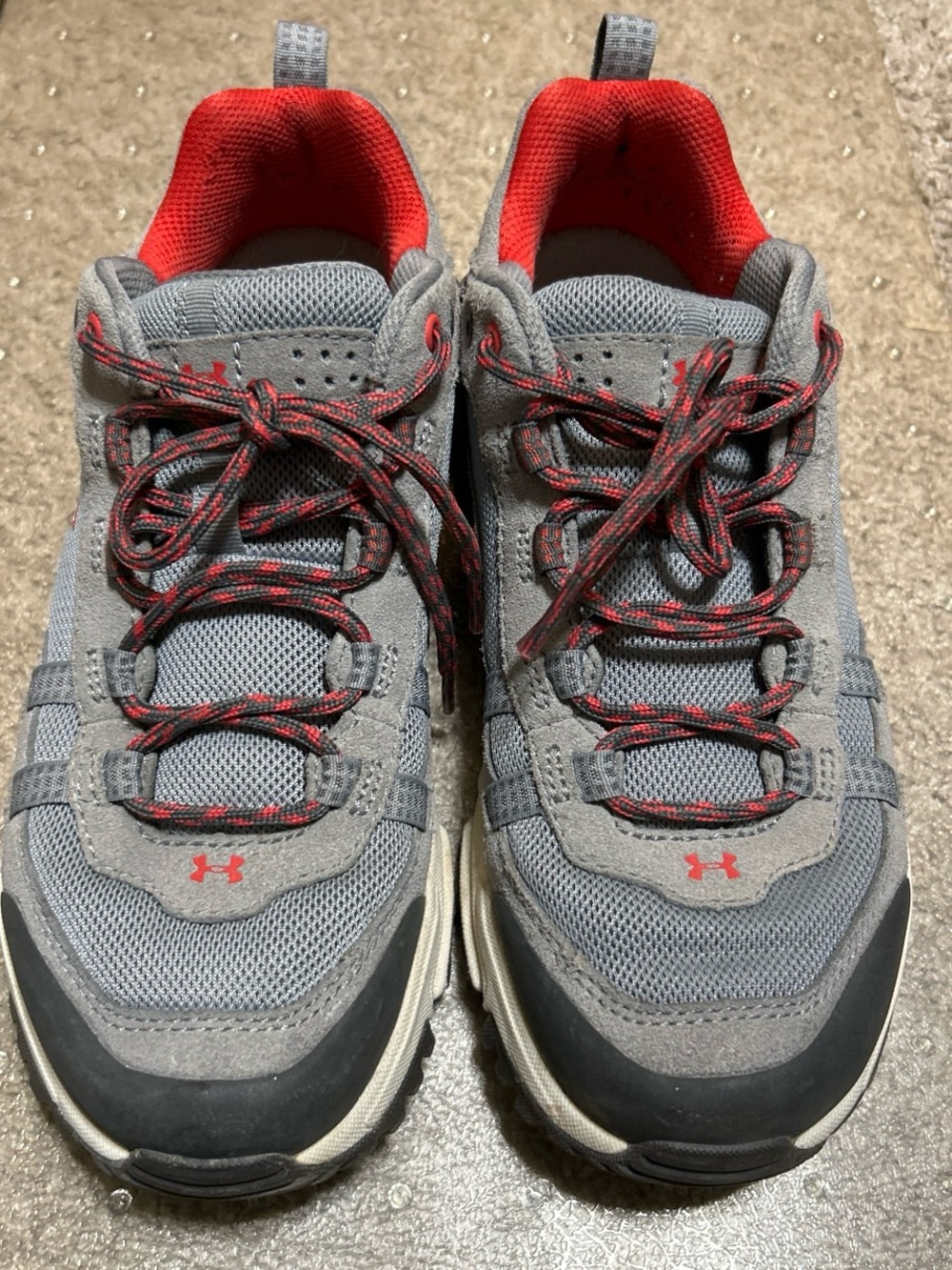Under Armour Gray and Red Women’s Athletic Trail Sneakers